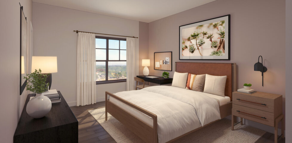 Calm and inviting Bedrooms at Soluna Apartments