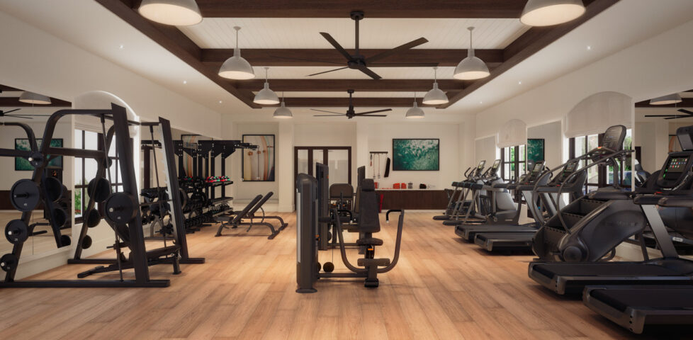 gym with cardio and lifting equipment amenities at Soluna Apartments